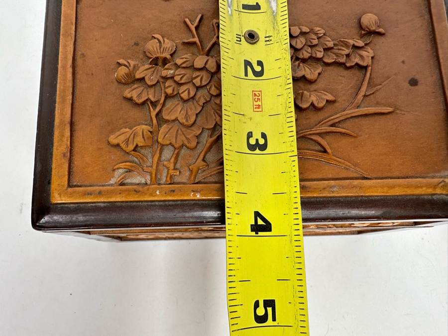 Carved Relief Chinese Box With Various Stones Including Rough Opals 6W X 4D X 3.5H [Photo 17]