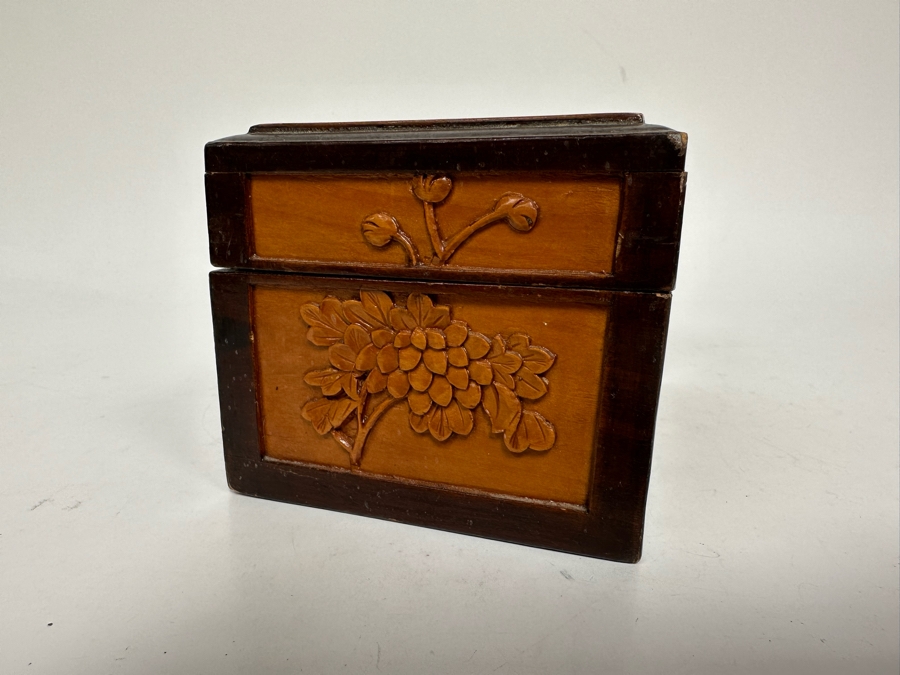 Carved Relief Chinese Box With Various Stones Including Rough Opals 6W X 4D X 3.5H [Photo 15]