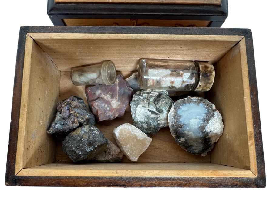 Carved Relief Chinese Box With Various Stones Including Rough Opals 6W X 4D X 3.5H [Photo 1]