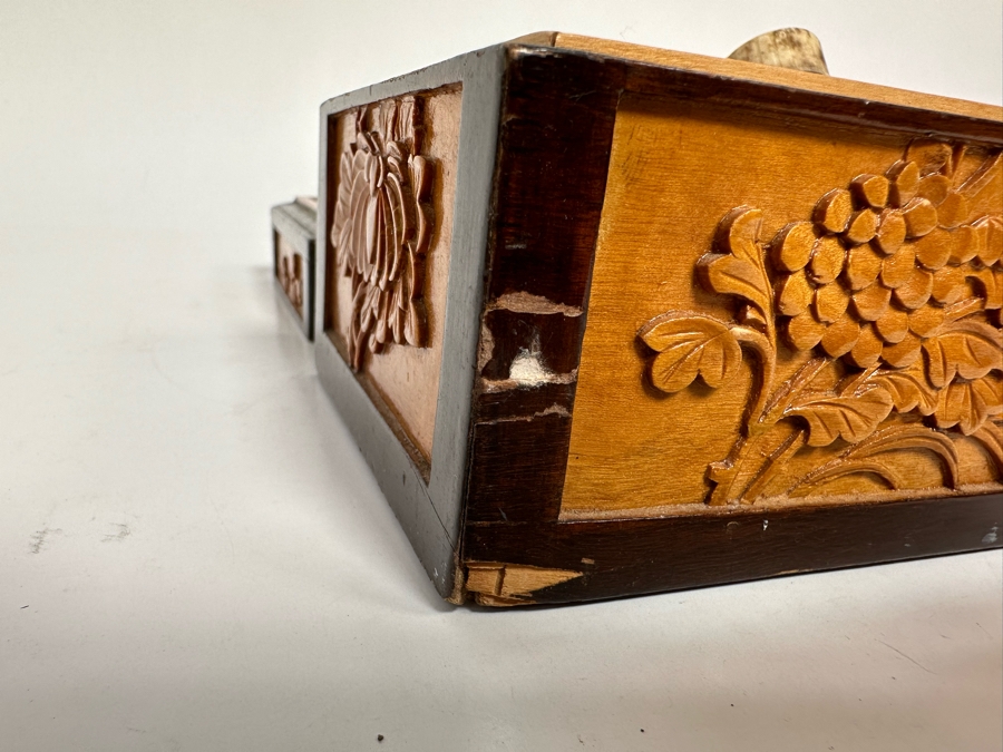 Carved Relief Chinese Box With Various Stones Including Rough Opals 6W X 4D X 3.5H [Photo 13]