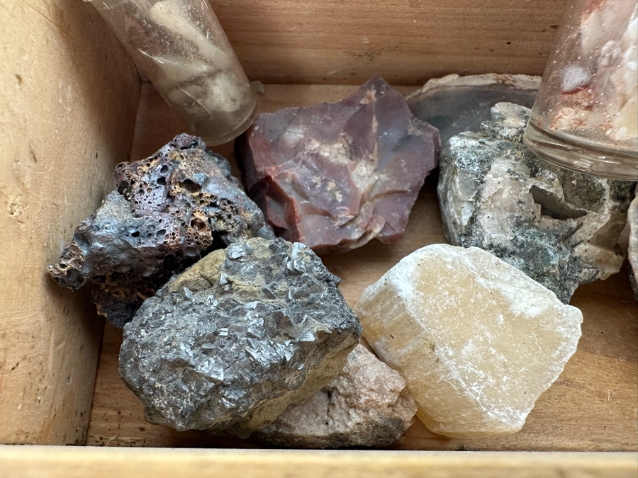 Carved Relief Chinese Box With Various Stones Including Rough Opals 6W X 4D X 3.5H [Photo 9]