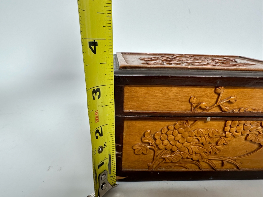 Carved Relief Chinese Box With Various Stones Including Rough Opals 6W X 4D X 3.5H [Photo 18]