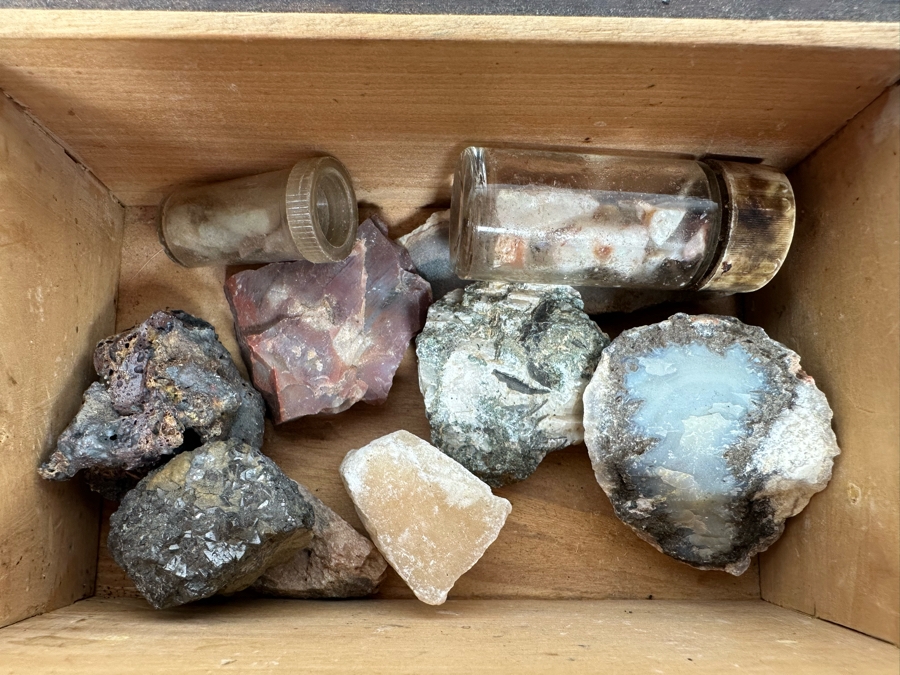 Carved Relief Chinese Box With Various Stones Including Rough Opals 6W X 4D X 3.5H [Photo 3]