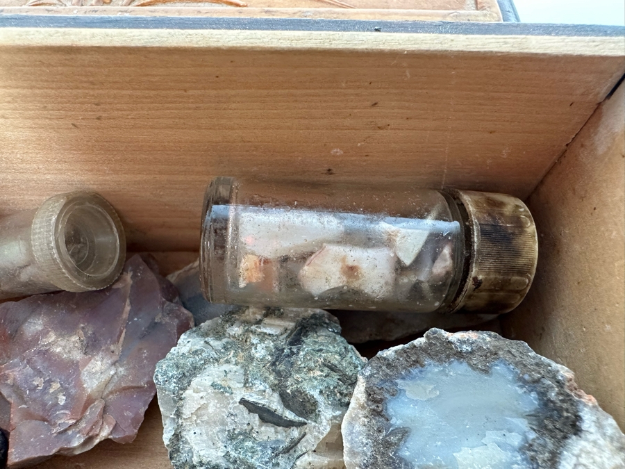 Carved Relief Chinese Box With Various Stones Including Rough Opals 6W X 4D X 3.5H [Photo 4]