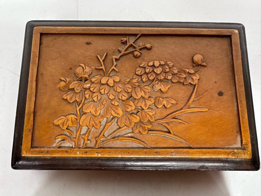 Carved Relief Chinese Box With Various Stones Including Rough Opals 6W X 4D X 3.5H [Photo 11]