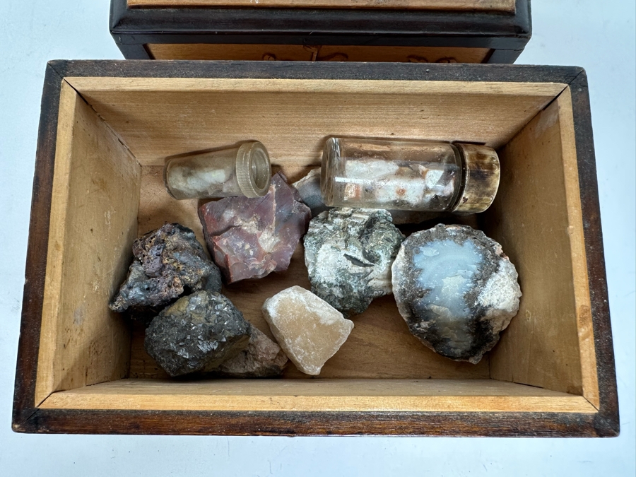 Carved Relief Chinese Box With Various Stones Including Rough Opals 6W X 4D X 3.5H [Photo 2]