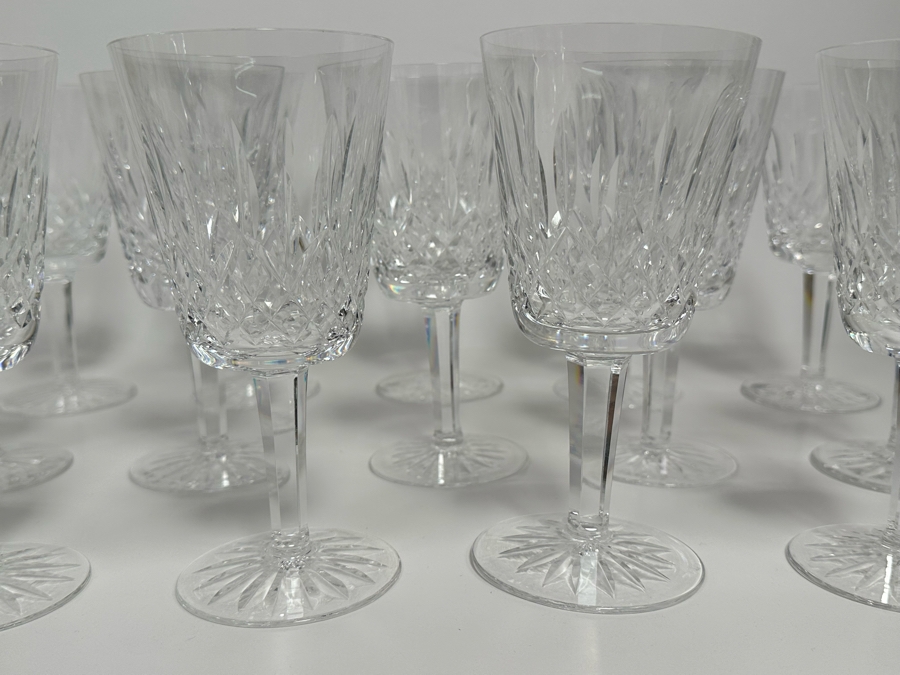 (14) Waterford Crystal Lismore Pattern Water Goblets Stemware Glasses 6 7/8H With Original Boxes Replacements Value $1,470 [Photo 5]
