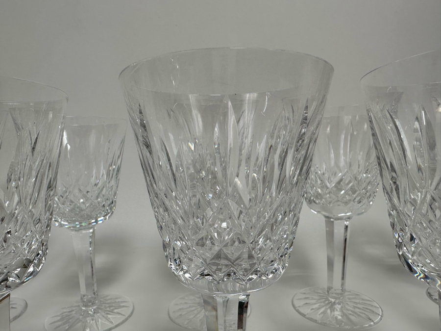 (10) Waterford Crystal Lismore Pattern Claret Wine Stemware Glasses 5 7/8H With One Original Box Replacements Value $1,050 [Photo 5]