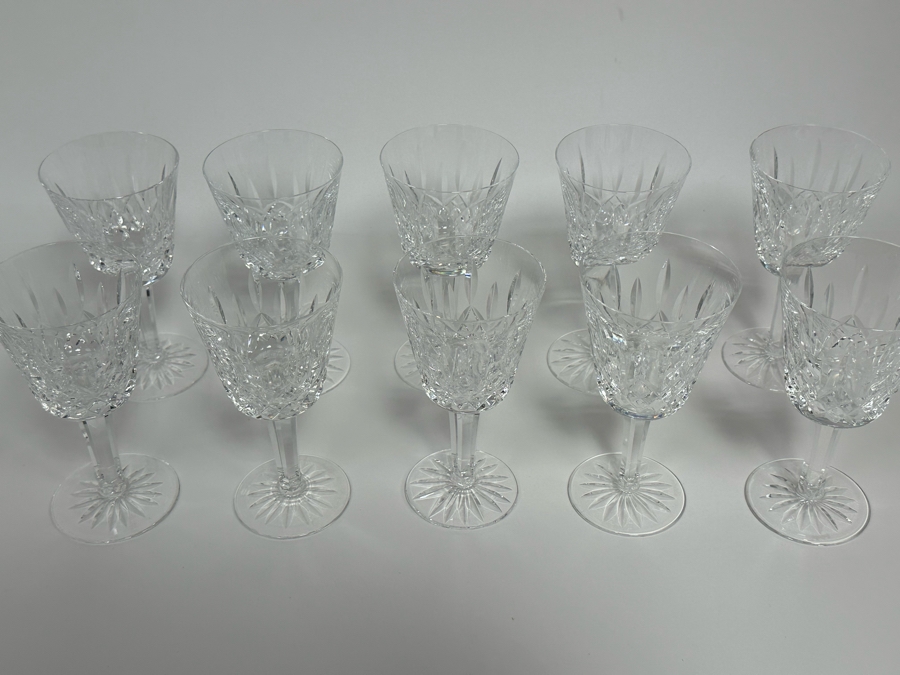 (10) Waterford Crystal Lismore Pattern Claret Wine Stemware Glasses 5 7/8H With One Original Box Replacements Value $1,050 [Photo 7]