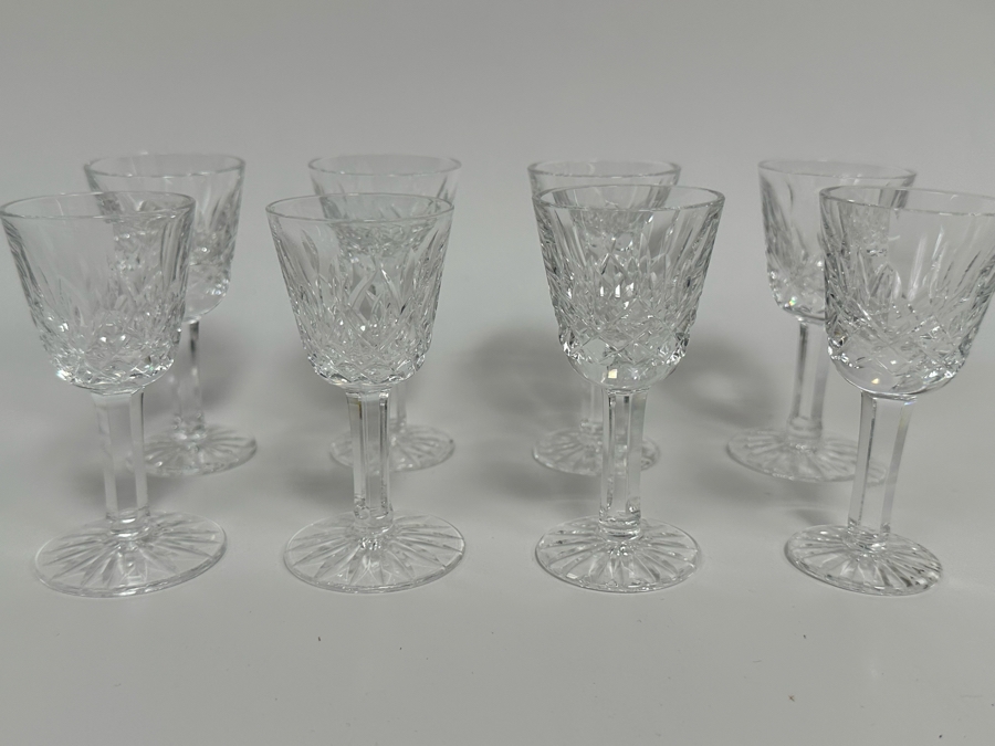 (8) Waterford Crystal Lismore Pattern Small Liqueur Cocktail Cordial Stemware Glasses 3 1/2H Retails $600