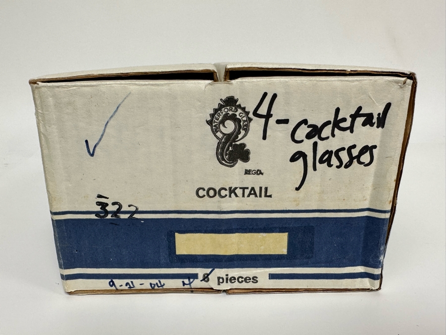 (4) Waterford Crystal Lismore Pattern Liquor Cocktail Stemware Glasses With Original Box 4H Replacements Value $144 [Photo 10]