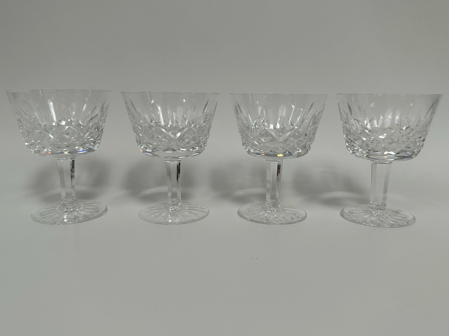 (4) Waterford Crystal Lismore Pattern Liquor Cocktail Stemware Glasses With Original Box 4H Replacements Value $144 [Photo 2]