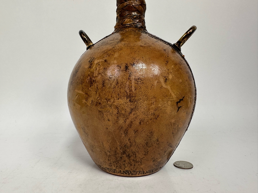 Italian Leather Wrapped Bottle With Stopper 6W X 11H [Photo 5]