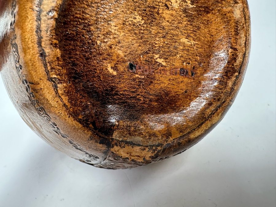 Italian Leather Wrapped Bottle With Stopper 6W X 11H [Photo 8]