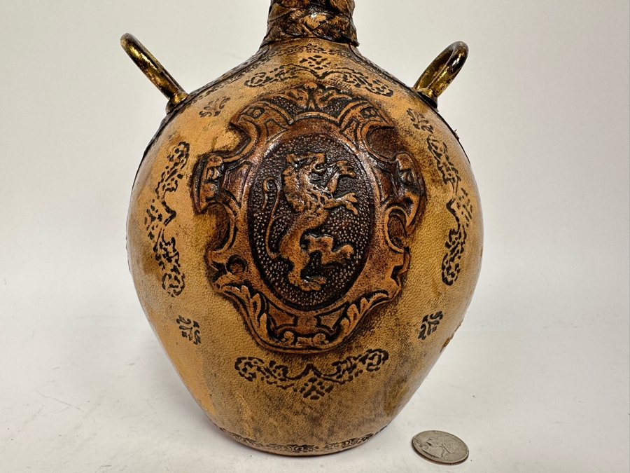 Italian Leather Wrapped Bottle With Stopper 6W X 11H [Photo 4]