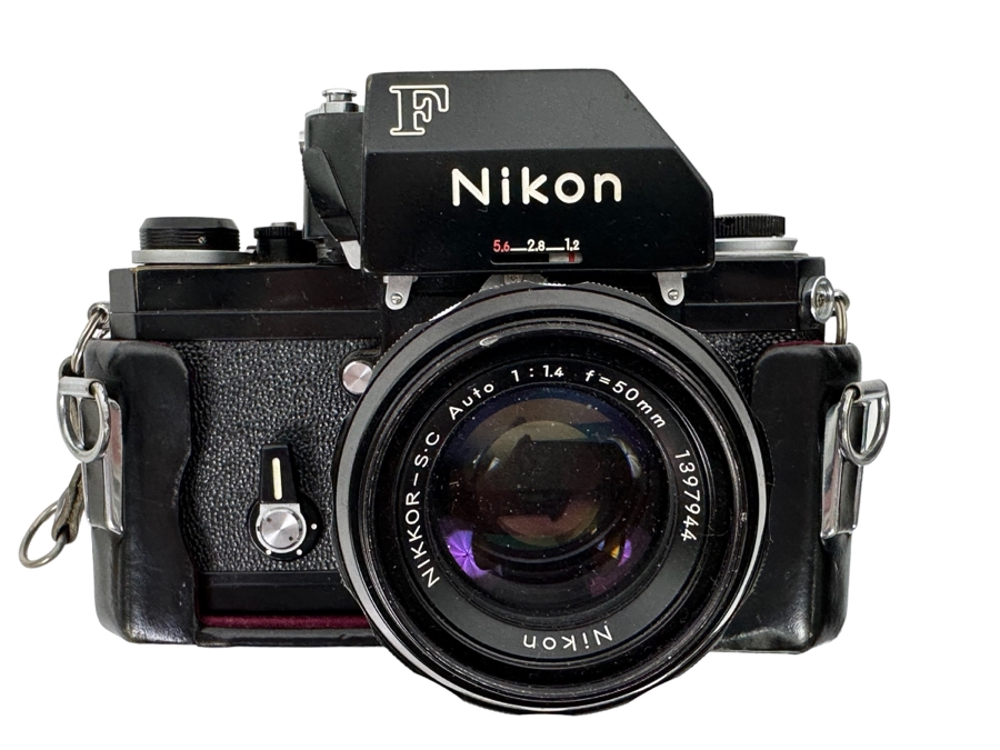 Nikon F Film Camera With 50mm Nikkor Lens, Leather Case And Strap