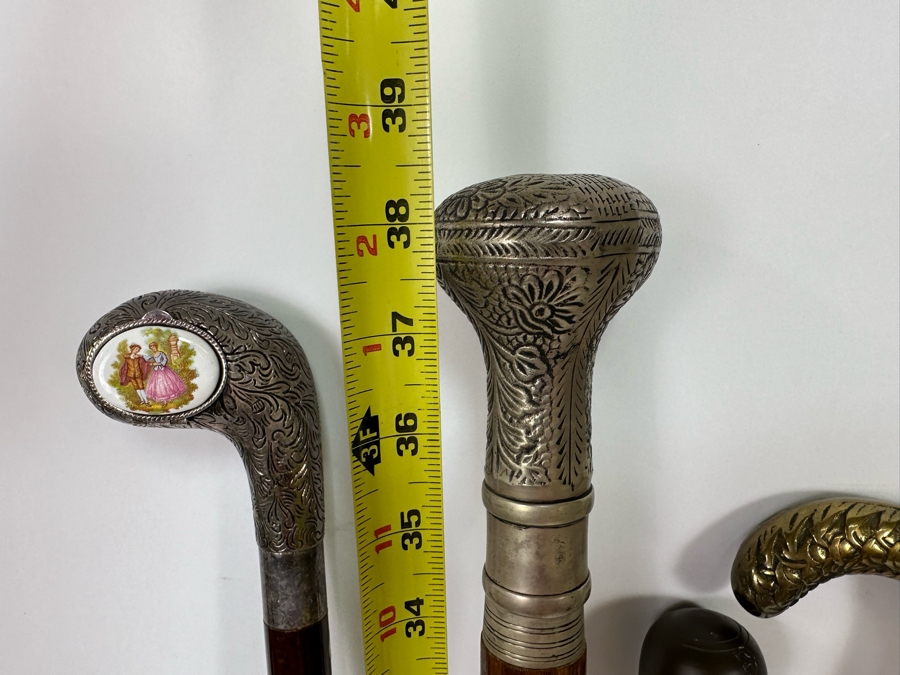 Collection Of Four Vintage Canes: 3 Have Hidden Compartments, 1 Has A Pool Cue [Photo 11]