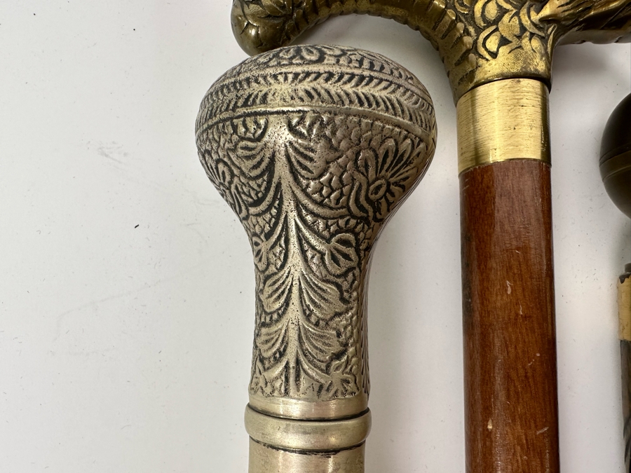 Collection Of Four Vintage Canes: 3 Have Hidden Compartments, 1 Has A Pool Cue [Photo 5]