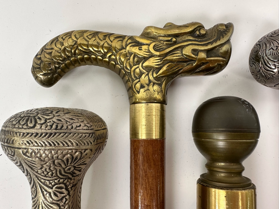 Collection Of Four Vintage Canes: 3 Have Hidden Compartments, 1 Has A Pool Cue [Photo 3]