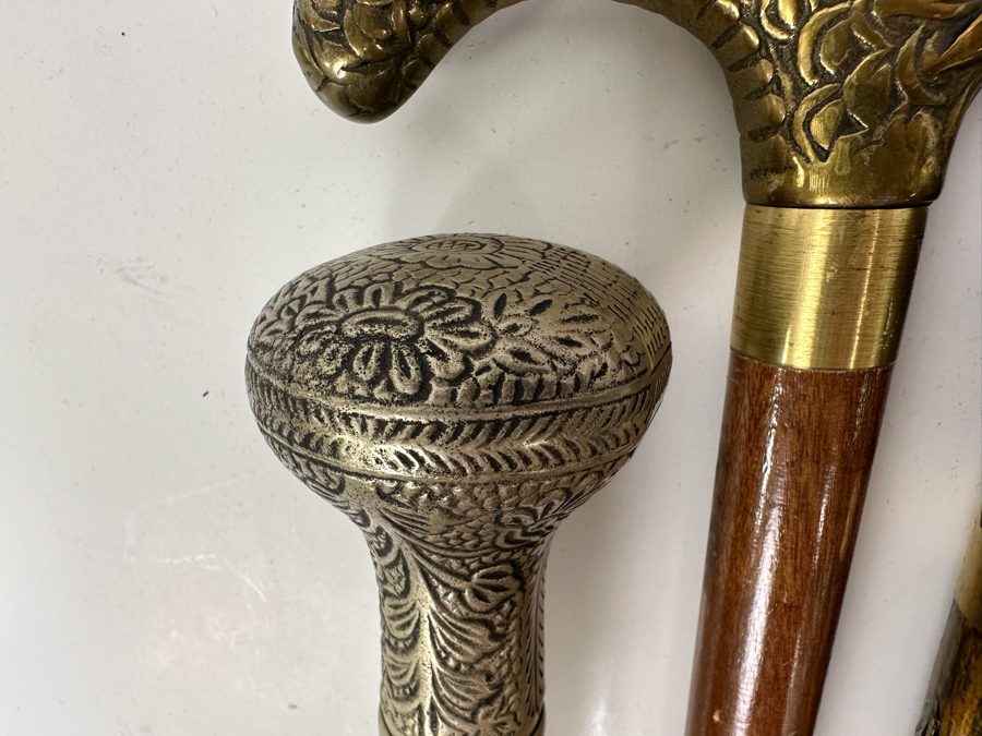 Collection Of Four Vintage Canes: 3 Have Hidden Compartments, 1 Has A Pool Cue [Photo 6]