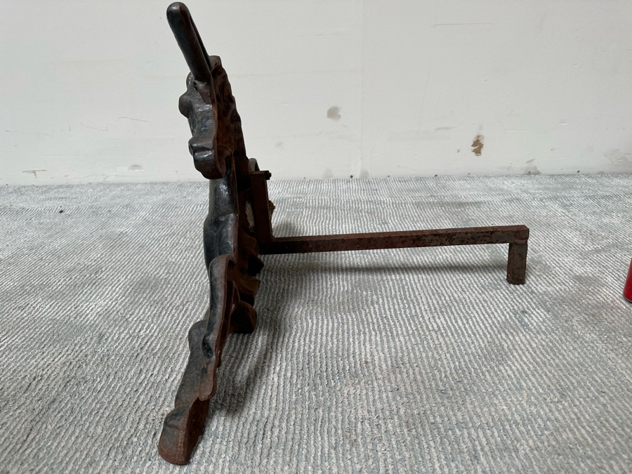 Antique Cast Iron Unicorn Andiron Sculpture 24W X 20D X 16H [Photo 7]