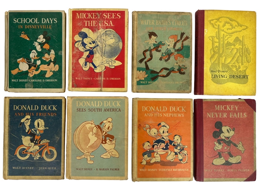 Collection Of 8 Walt Disney Books In Poor Condition