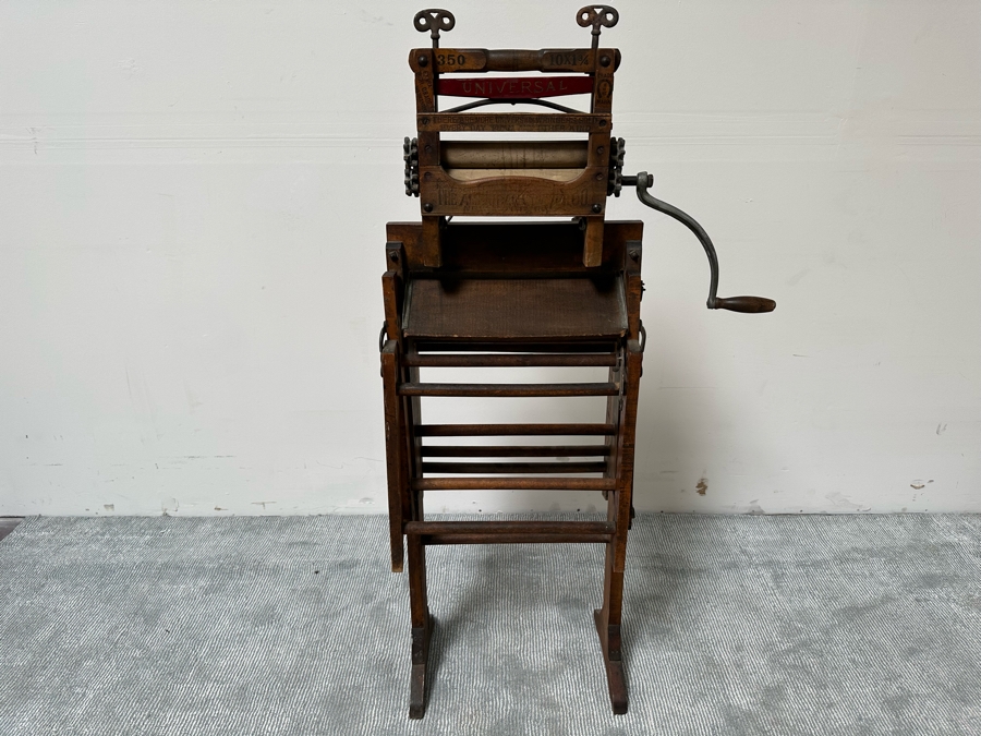 Antique Wooden Universal Wringer Crank Washing Machine Folding Bench 52W X 19D X 54H [Photo 19]