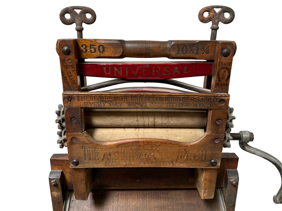 Antique Wooden Universal Wringer Crank Washing Machine Folding Bench 52W X 19D X 54H [Photo 2]