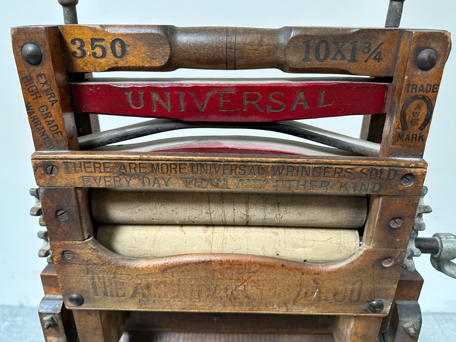 Antique Wooden Universal Wringer Crank Washing Machine Folding Bench 52W X 19D X 54H [Photo 8]