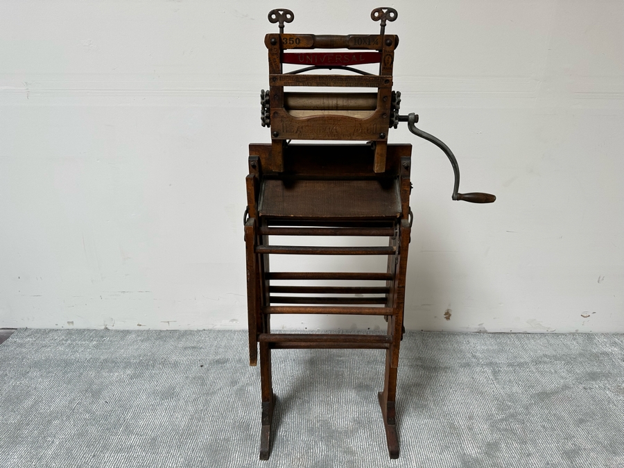Antique Wooden Universal Wringer Crank Washing Machine Folding Bench 52W X 19D X 54H [Photo 18]