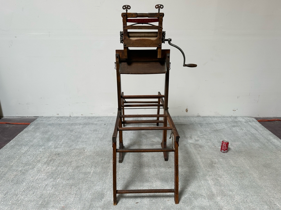 Antique Wooden Universal Wringer Crank Washing Machine Folding Bench 52W X 19D X 54H [Photo 11]
