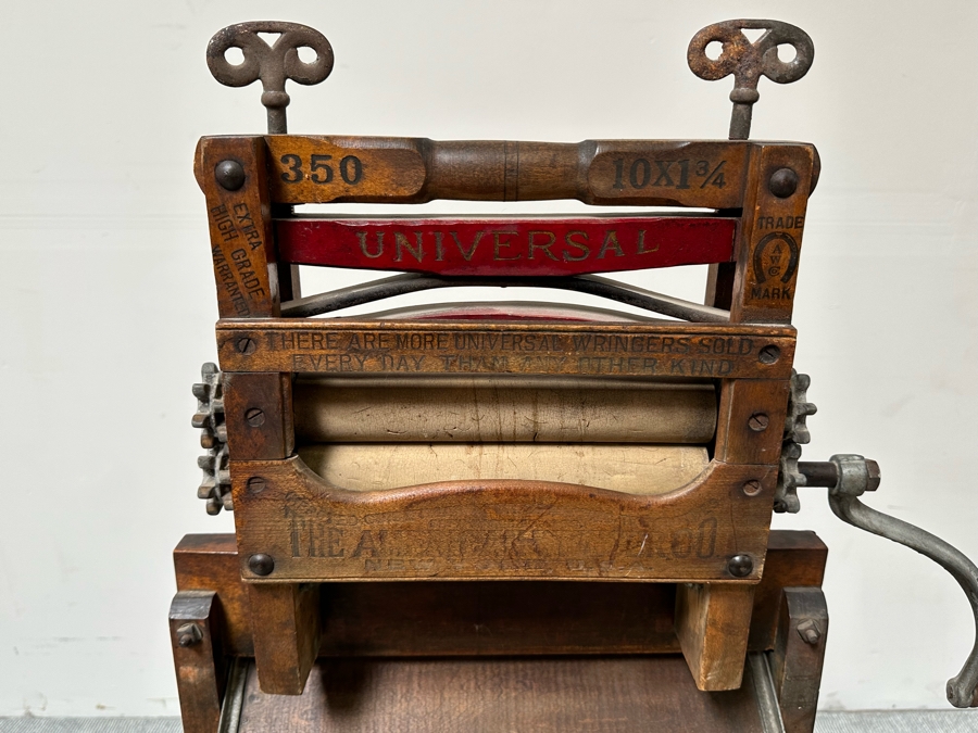 Antique Wooden Universal Wringer Crank Washing Machine Folding Bench 52W X 19D X 54H [Photo 6]