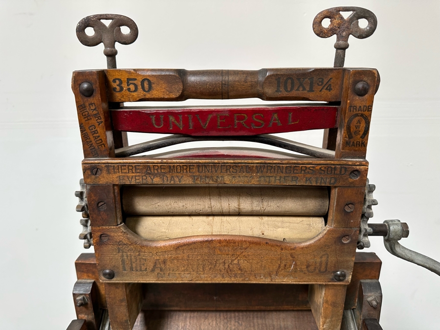 Antique Wooden Universal Wringer Crank Washing Machine Folding Bench 52W X 19D X 54H [Photo 20]