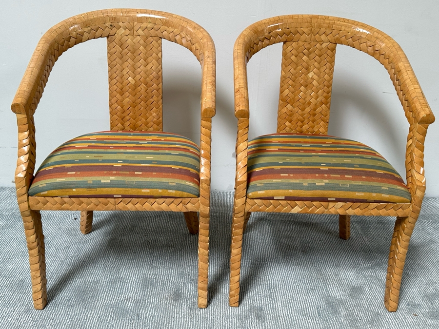 Pair Of Designer Carlo Pessina Madura Armchairs Made With Coconut Shell 23W X 22D X 34H [Photo 3]