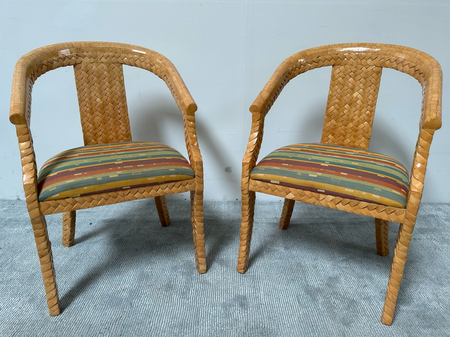 Pair Of Designer Carlo Pessina Madura Armchairs Made With Coconut Shell 23W X 22D X 34H [Photo 4]