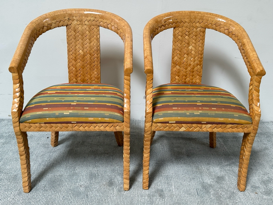 Pair Of Designer Carlo Pessina Madura Armchairs Made With Coconut Shell 23W X 22D X 34H [Photo 2]