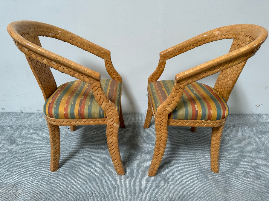 Pair Of Designer Carlo Pessina Madura Armchairs Made With Coconut Shell 23W X 22D X 34H [Photo 6]