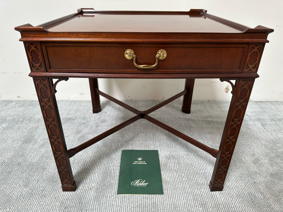 Baker Fine Furniture Side Table With Drawer 26W X 26D X 25H [Photo 5]