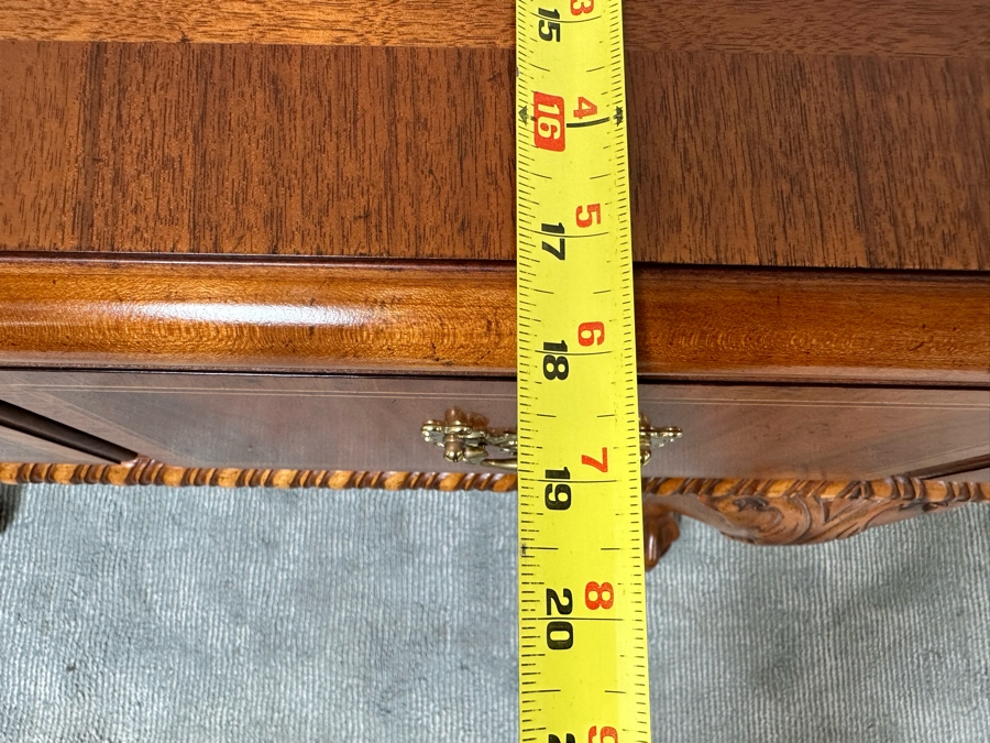 Stunning Baker Fine Furniture 4-Drawer Ball And Claw Feet Chippendale Mahogany Banded Sideboard Buffet Server Credenza With Silverware Drawer In Excellent Condition 72W X 18D X 32.5H [Photo 21]