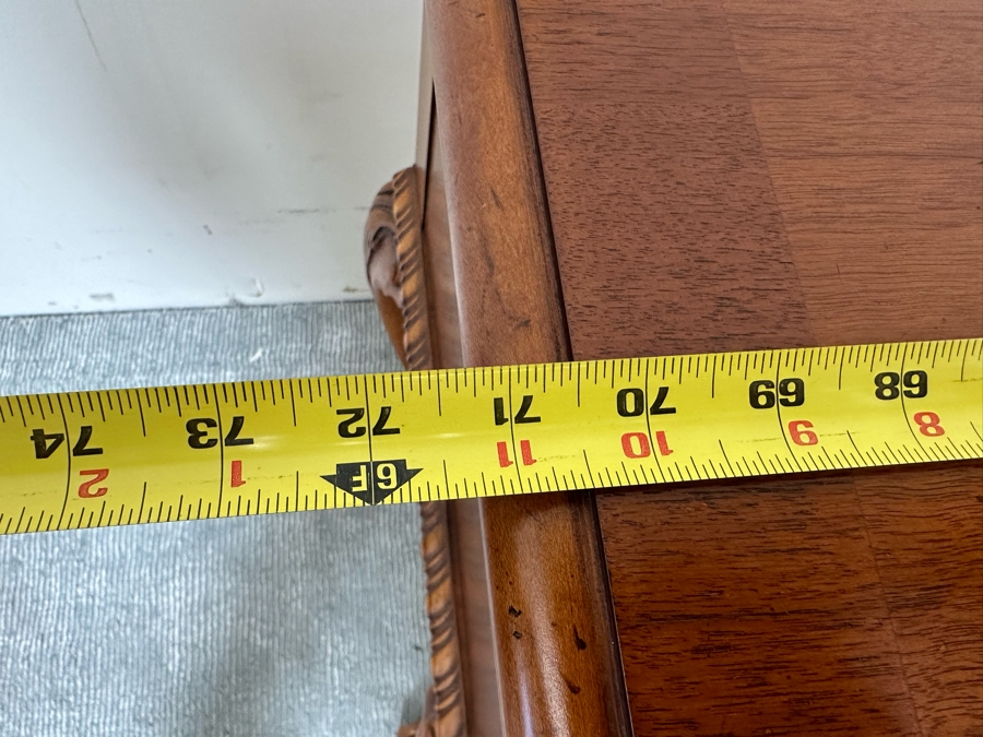 Stunning Baker Fine Furniture 4-Drawer Ball And Claw Feet Chippendale Mahogany Banded Sideboard Buffet Server Credenza With Silverware Drawer In Excellent Condition 72W X 18D X 32.5H [Photo 20]