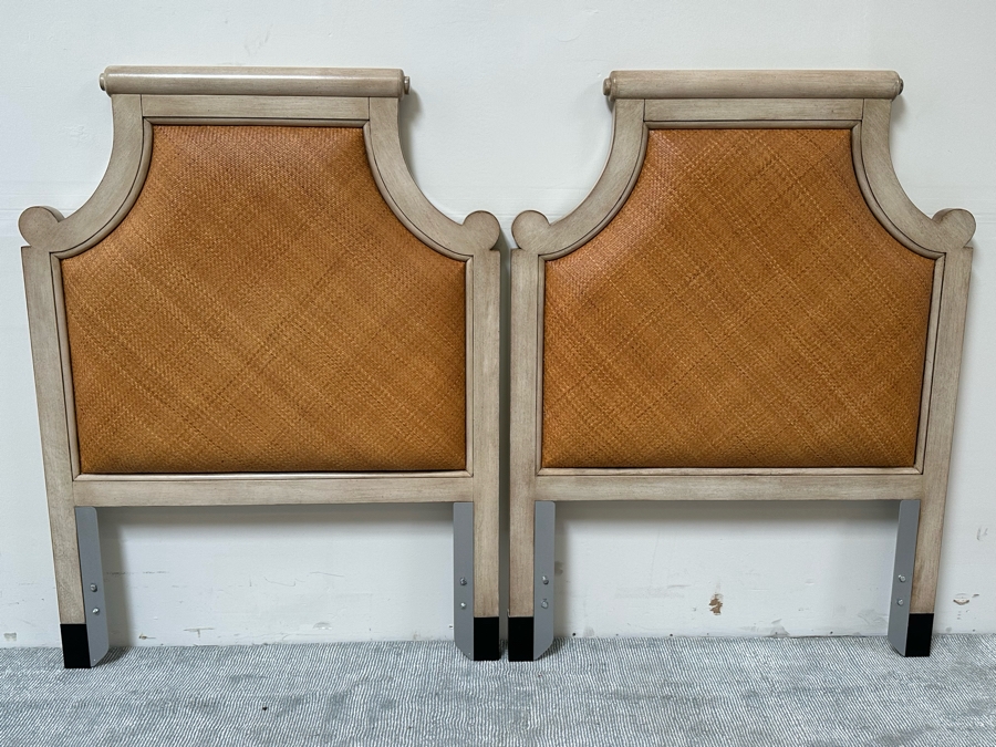 Pair Of David Francis Furniture Twin Headboards With Metal Bed Frames 43W X 3D X 57H [Photo 3]