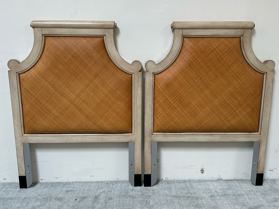 Pair Of David Francis Furniture Twin Headboards With Metal Bed Frames 43W X 3D X 57H [Photo 2]
