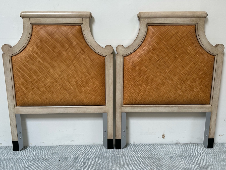 Pair Of David Francis Furniture Twin Headboards With Metal Bed Frames 43W X 3D X 57H [Photo 4]