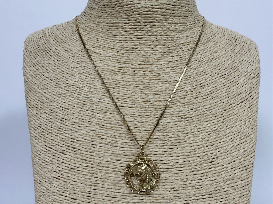14K Gold Horse Pendant With 14K Gold 18' Chain Necklace 6.6g [Photo 4]