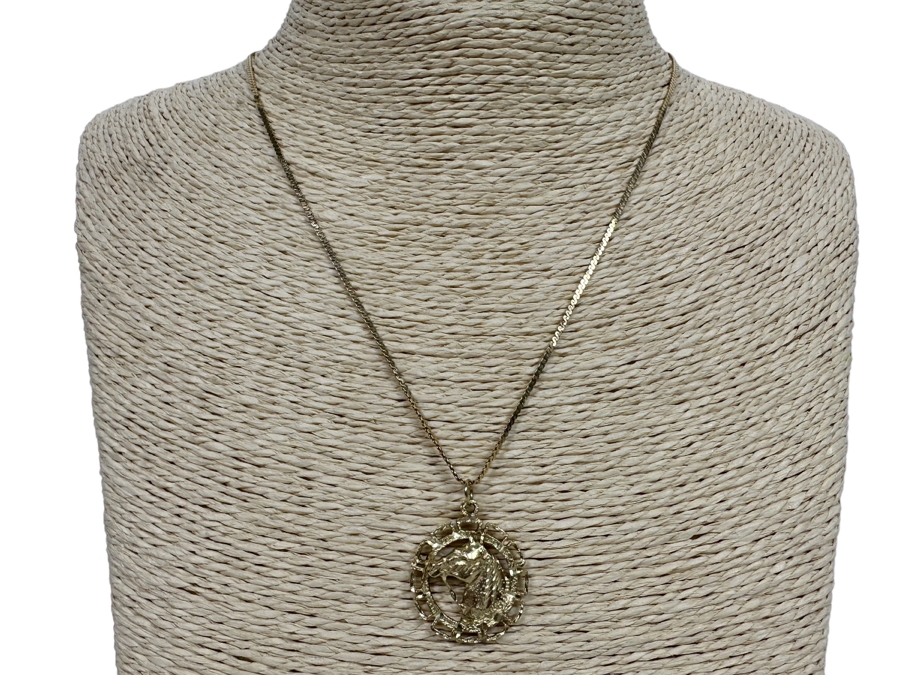 14K Gold Horse Pendant With 14K Gold 18' Chain Necklace 6.6g [Photo 3]