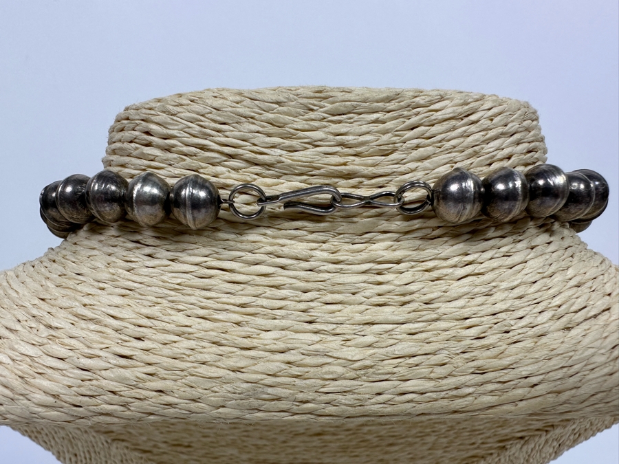 Sterling Silver Native American Squash Blossom Turquoise Necklace Signed LT 45g [Photo 7]