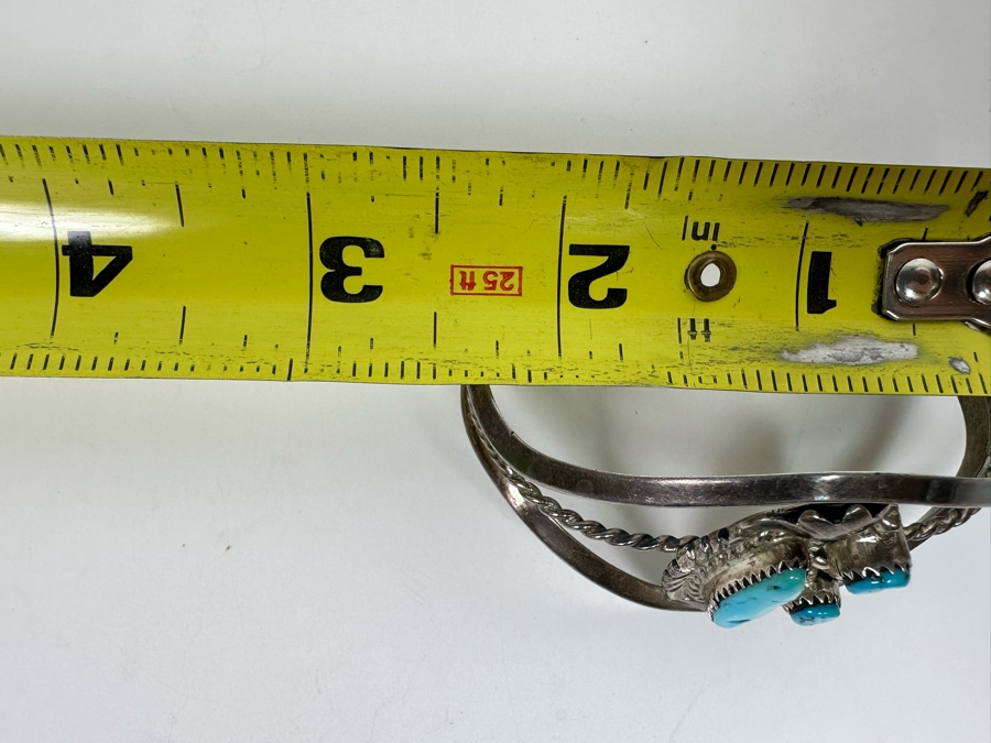 Vintage Native American Sterling Silver Turquoise Cuff Bracelet 2.5W 26g [Photo 7]
