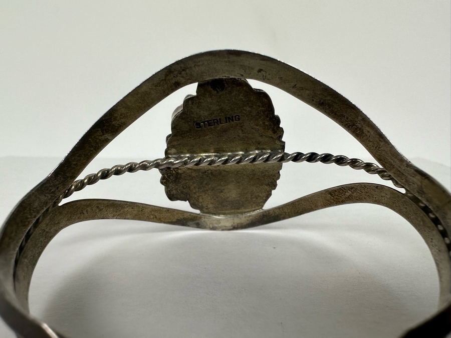 Vintage Native American Sterling Silver Turquoise Cuff Bracelet 2.5W 26g [Photo 6]