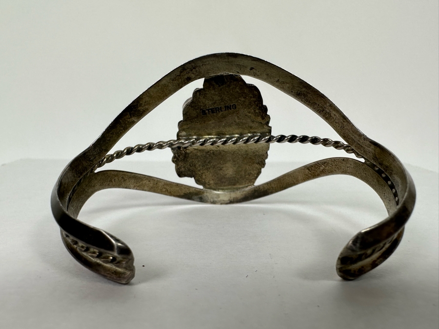 Vintage Native American Sterling Silver Turquoise Cuff Bracelet 2.5W 26g [Photo 5]