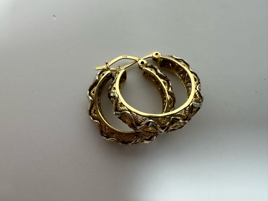 Pair Of 14K Gold Hoop Earrings 5.6g [Photo 9]